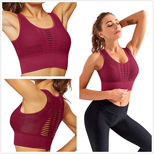 Tuopuda Sujetador Deportivo Tops de Yoga Bra Deportivo Alto Impacto Cómodo Sujetador Yoga Mujer sin Costuras Sujetador Deportivo Mujer con Almohadillas Extraíbles Crop Top para Gimnasio Bailar