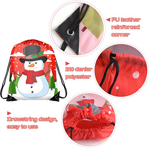 TUPARKA 6 Unids Navidad Bolsas con Cordón Santa Cadena Mochila Cinch Sack Bolsas Fiesta de Navidad Favores (Christmas 6 Pack)