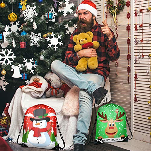 TUPARKA 6 Unids Navidad Bolsas con Cordón Santa Cadena Mochila Cinch Sack Bolsas Fiesta de Navidad Favores (Christmas 6 Pack)