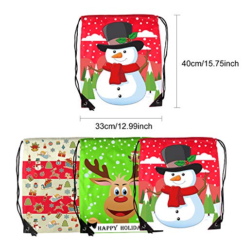 TUPARKA 6 Unids Navidad Bolsas con Cordón Santa Cadena Mochila Cinch Sack Bolsas Fiesta de Navidad Favores (Christmas 6 Pack)