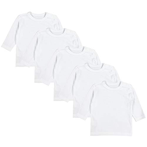 TupTam Camiseta Manga Larga para Bebé Niño, Pack de 5, Blanco, 98 TupTam Camiseta Manga Larga para Bebé Niño, Pack de 5, Blanco, 98