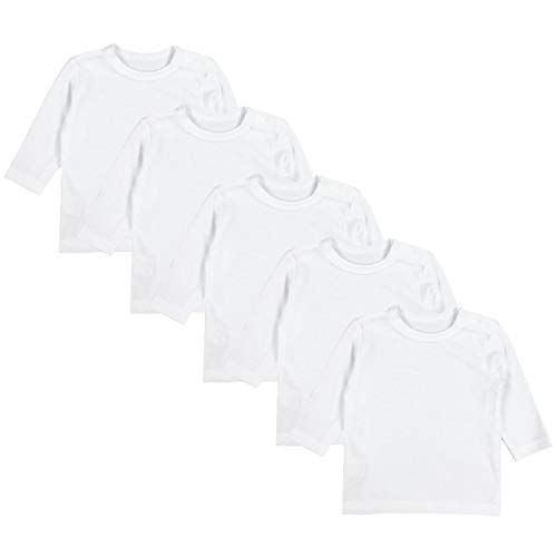 TupTam Camiseta Manga Larga para Bebé Niño, Pack de 5, Blanco, 98