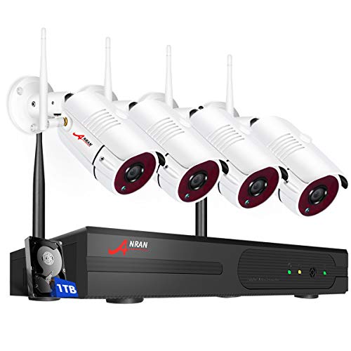 【Ture 1080P】 ANRAN Kit de Cámaras Seguridad WiFi Vigilancia Inalámbrica Sistema 4CH 1080P con 4Pcs Cámaras de Videovigilancia 2MP, Interior y Exterior,IP66 Impermeable 1TB