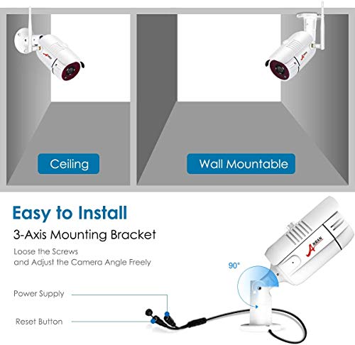 【Ture 1080P】 ANRAN Kit de Cámaras Seguridad WiFi Vigilancia Inalámbrica Sistema 4CH 1080P con 4Pcs Cámaras de Videovigilancia 2MP, Interior y Exterior,IP66 Impermeable 1TB