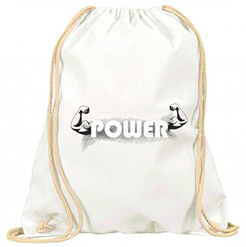 'Turn Bolsa "La Fuerza De La muscular de dietas de Salud de gimnasia de fitness Studio de Si?OWA?De Práctica de formación de saludable con cordón – 100% algodón de bolsa Con Asas De Mochila de bolsa de deporte, Weiß