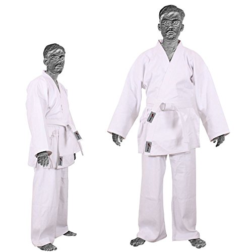 TurnerMAX Traje de Karate Artes Marciales Algodón Tae Kwon Do Uniforme Niños Jiu Jitsu Gi Judo Niños Ropa de Adulto Blanco 120