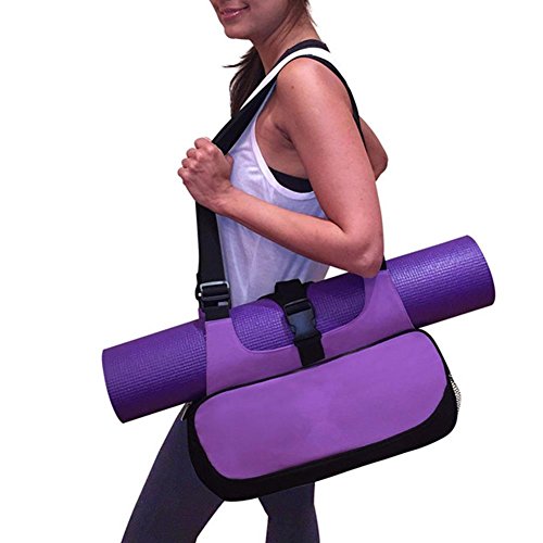 Tutoy Yoga Mat Canvas Bag Mochila Multifuncional Shoulder Messenger Bolsas De Deporte para Mujeres Fitness Duffel - Púrpura