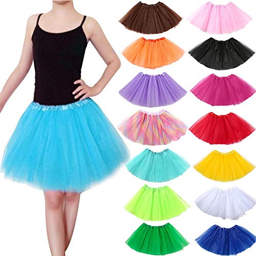 Tutu Elastico Tul 3 Capas 30 CM de Longitud para niña Bebe Distintas Colores Falda Disfraz Ballet (Blanco)