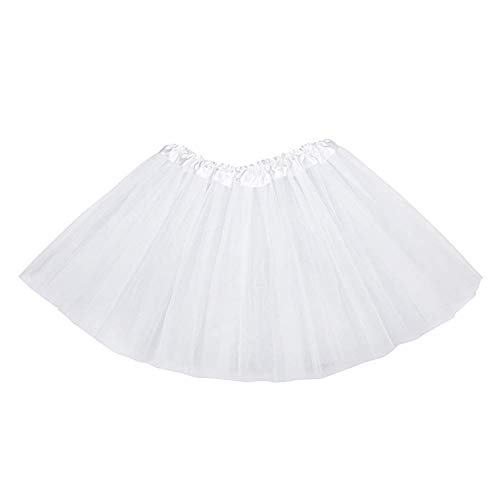 Tutu Elastico Tul 3 Capas 30 CM de Longitud para niña Bebe Distintas Colores Falda Disfraz Ballet (Blanco)