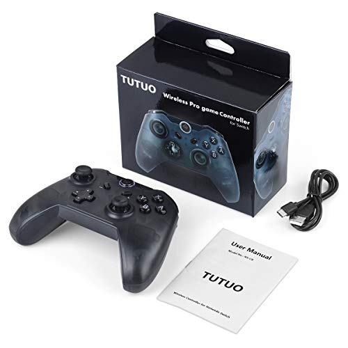 TUTUO Nintendo Switch Controlador Mando Inalámbrico Gamepad Bluetooth Controller Joypad Video Guego Joystick para Nintendo Switch Pro -Negro