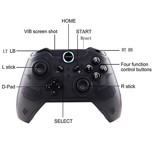 TUTUO Nintendo Switch Controlador Mando Inalámbrico Gamepad Bluetooth Controller Joypad Video Guego Joystick para Nintendo Switch Pro -Negro