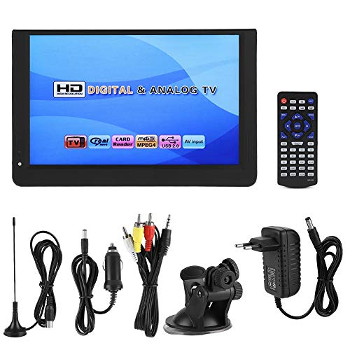 TV Digital, 1080P Mini televisor portátil de 12 Pulgadas 16: 9LED Reproductor de TV Digital DVB-T/T2 de Mano para el avión del automóvil doméstico