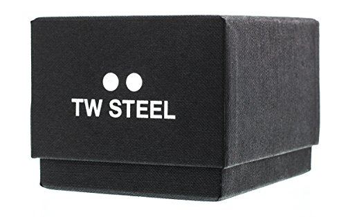 TW Steel Grandeur Reloj de buceo – esfera negra fecha TW reloj de acero inoxidable para hombre – 45 mm reloj cronógrafo – correa de goma negra TW704