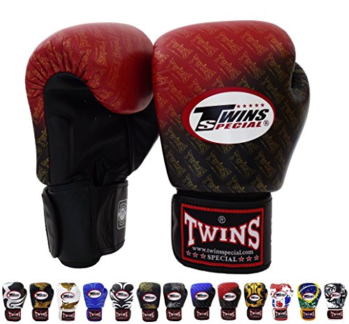 Twins Special BGVL-3 - Guantes de Muay Thai, hombre Unisex mujer Infantil, color FBGV TW1 Black/Red, tamaño 12 onzas