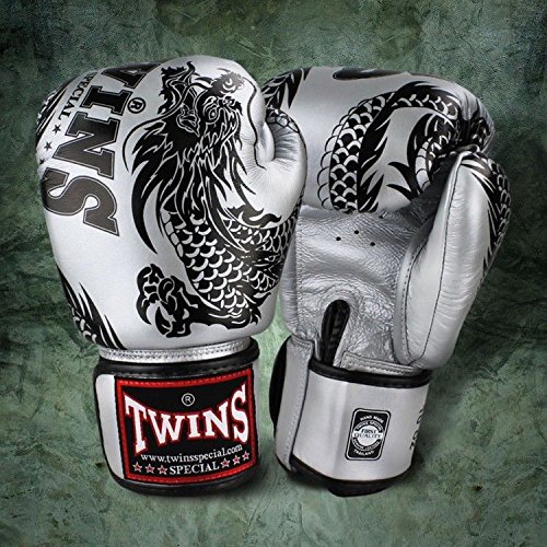 Twins special FBGV-4 - Guantes de boxeo para Muay Thai, color negro y plateado