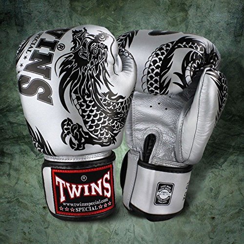 Twins special FBGV-4 - Guantes de boxeo para Muay Thai, color negro y plateado Twins special FBGV-4 - Guantes de boxeo para Muay Thai, color negro y plateado
