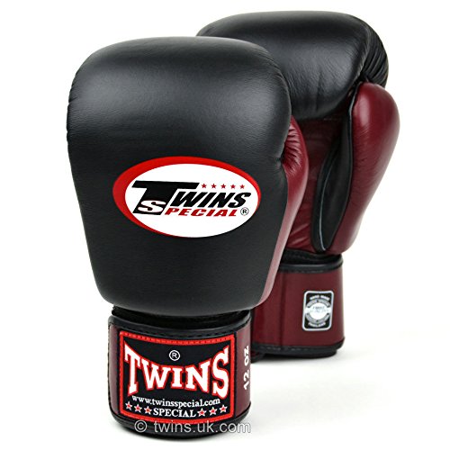 Twins Special - Guantes de boxeo con velcro para Muay Thai, 2 tonos, color negro, BGVL-3T, 397 g