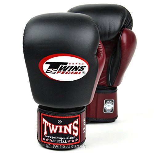 Twins Special - Guantes de boxeo con velcro para Muay Thai, 2 tonos, color negro, BGVL-3T, 397 g Twins Special - Guantes de boxeo con velcro para Muay Thai, 2 tonos, color negro, BGVL-3T, 397 g