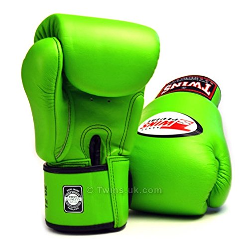 Twins Special - Guantes de boxeo de piel con cierres de velcro, color verde verde verde Talla:16 oz.