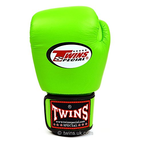 Twins Special - Guantes de boxeo de piel con cierres de velcro, color verde verde verde Talla:16 oz.