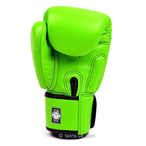 Twins Special - Guantes de boxeo de piel con cierres de velcro, color verde verde verde Talla:16 oz.