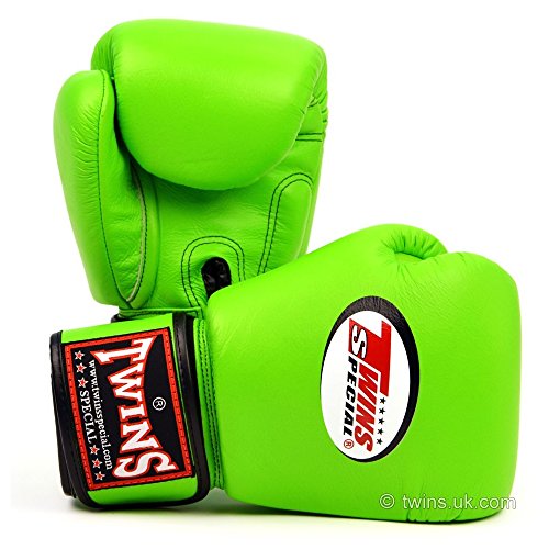 Twins Special - Guantes de boxeo de piel con cierres de velcro, color verde verde verde Talla:16 oz.