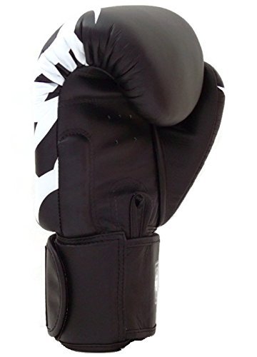 Twins Special Muay Thai Fancy Negro y rosa de piel de guantes de boxeo, 12 onzas)