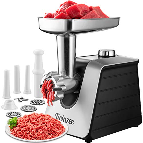 Twinzee Picadora de Carne Eléctrica 1500W (Negro) - para Carne y Salchichas - Robot Cocina, Picador de Carne con 3 Placas de Corte y 3 Boquillas para Salchichas - Picadora Profesional Twinzee Picadora de Carne Eléctrica 1500W (Negro) - para Carne y Salchichas - Robot Cocina, Picador de Carne con 3 Placas de Corte y 3 Boquillas para Salchichas - Picadora Profesional