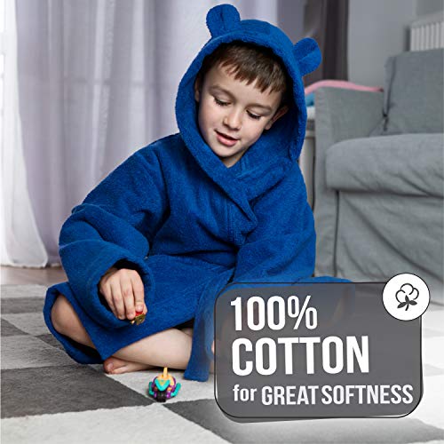 Twinzen - Albornoz Niños Algodón - Niño y Niña - 100% Algodón OEKO-TEX® - Bata de Baño 2 Bolsillos, Cinturón y Capucha