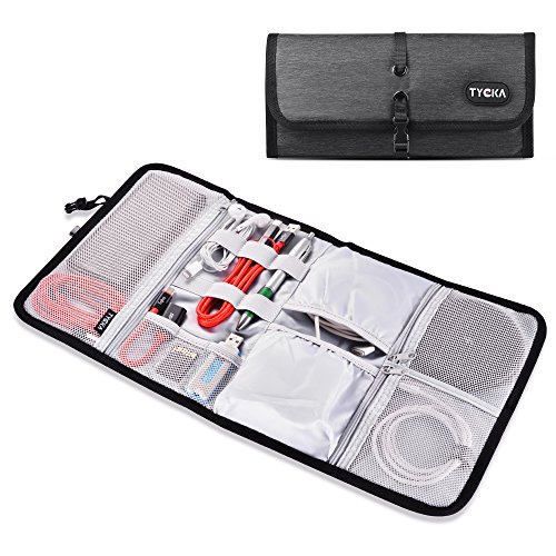 TYCKA Electrónico Organizador de Cables Accesorios Bolsa para Cables Estuche Cables, para Cargador, Banco de energía, Tarjeta de Memoria, Gris Oscuro