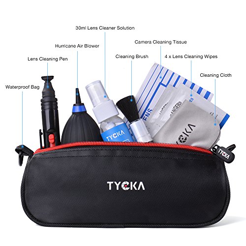 TYCKA Kit de Limpieza Profesional para cámaras réflex Digitales Canon, Nikon, Pentax, Sony, Telescopios y Binoculares ect, con Bolso Resistente al Agua
