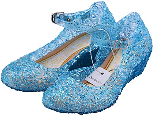 Tyidalin Niña Bailarina Zapatos de Tacón Disfraz de Princesa Zapatilla de Ballet Para 3 a 12 Años Azul EU28-33 (EU 24(Talla del Fabricante 26))