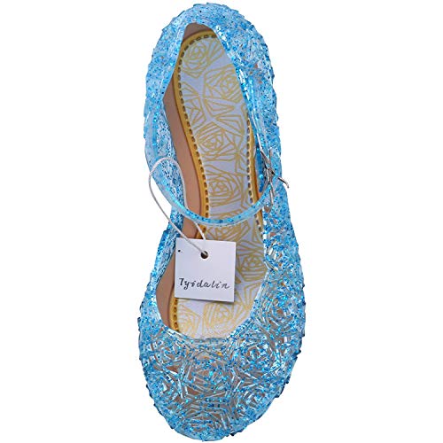 Tyidalin Niña Bailarina Zapatos de Tacón Disfraz de Princesa Zapatilla de Ballet Para 3 a 12 Años Azul EU28-33 (EU 24(Talla del Fabricante 26))