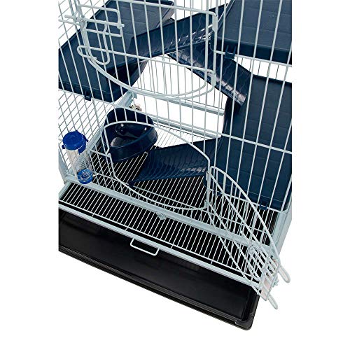 Tyrol - Jaula para roedores (64 x 44 x 93 cm), Color Azul y Negro