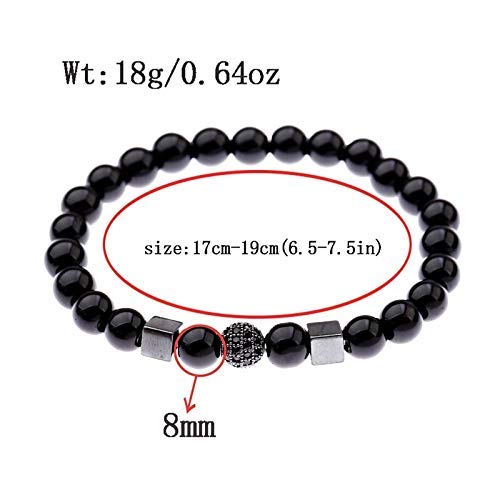 TYT Pulsera con Dijes Trendy Classic Men 's Tibetan Black Lava Beads Pulsera Hombre Negro Micro Pave Cz Ball Bracelet Set Jewelry Gift,Estilo 2