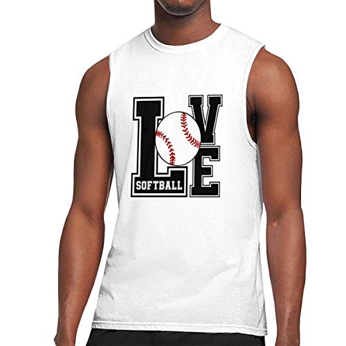 TYUHN Camiseta sin Mangas musculosa Love Softball para Hombre, Camiseta sin Mangas Casual para Hacer Ejercicio Deportivo