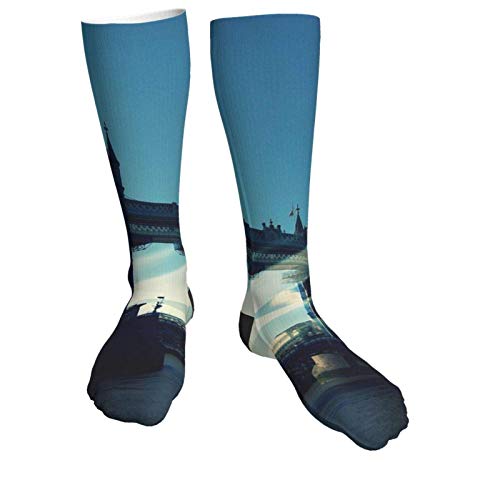 tyui7 Calcetines de compresión para mujeres y hombres Gran Bretaña London Bridge River City Heel Calcetines gruesos: lo mejor para correr, deportes atléticos, viajes en avión, embarazo, fútbol