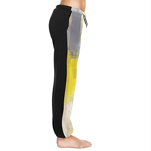 TYUO - Pantalones de chándal para mujer, color gris y amarillo, diseño abstracto TYUO - Pantalones de chándal para mujer, color gris y amarillo, diseño abstracto