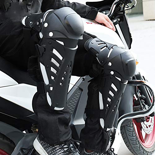 TZTED Adultos Rodilleras Moto Espinillera Motocross Protección de Rodilla Corporal para Montar al Aire Libre, Ciclismo, Scooter, monopatín, Bicicleta, Patinaje en línea,Negro