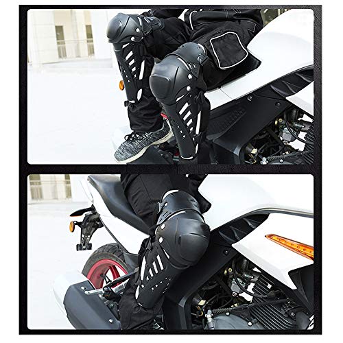 TZTED Adultos Rodilleras Moto Espinillera Motocross Protección de Rodilla Corporal para Montar al Aire Libre, Ciclismo, Scooter, monopatín, Bicicleta, Patinaje en línea,Negro