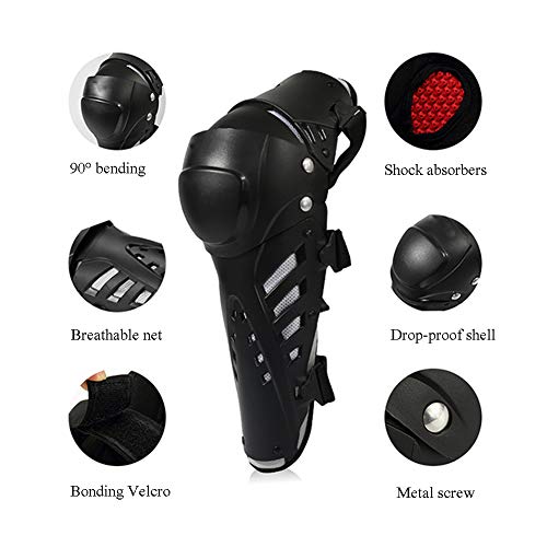 TZTED Adultos Rodilleras Moto Espinillera Motocross Protección de Rodilla Corporal para Montar al Aire Libre, Ciclismo, Scooter, monopatín, Bicicleta, Patinaje en línea,Negro