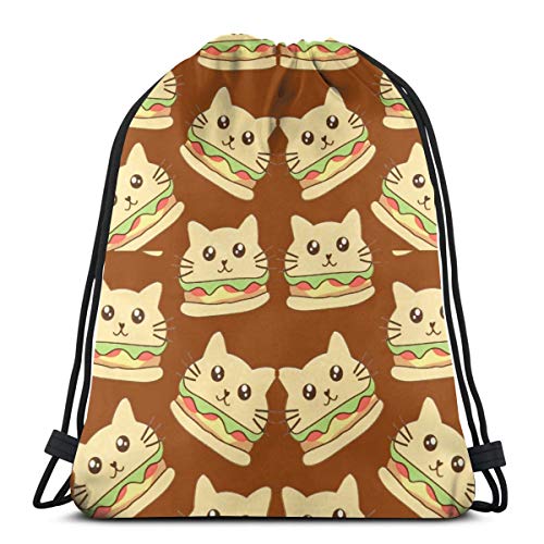 U Shape Burger Kitten Drawstring Bag Mochila Gym Dance Bag Mochila para Senderismo Bolsas de Viaje de Playa