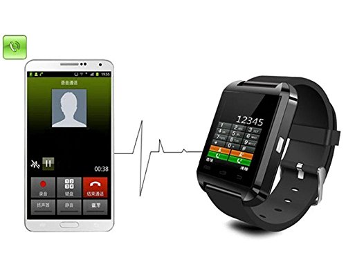 U Watch - Reloj inteligente Bluetooth para smartphones Android y iPhone (negro).