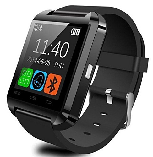 U Watch - Reloj inteligente Bluetooth para smartphones Android y iPhone (negro).