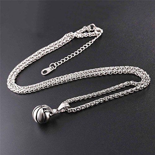 U7 Pelota Baloncesto con Mano Collar Hombre Colgante Redondo de Estilo Vintage Regalo para Hijos Tono Plata joyería Moderna para Deportistas