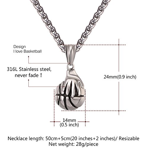 U7 Pelota Baloncesto con Mano Collar Hombre Colgante Redondo de Estilo Vintage Regalo para Hijos Tono Plata joyería Moderna para Deportistas U7 Pelota Baloncesto con Mano Collar Hombre Colgante Redondo de Estilo Vintage Regalo para Hijos Tono Plata joyería Moderna para Deportistas