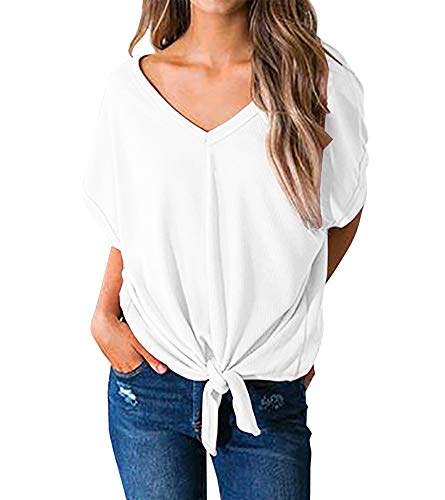 U/A New AliExpress - Camiseta de manga corta con cuello en V para mujer Blanco blanco XXL