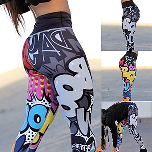 U/A Pantalones De Yoga con Estampado De Graffiti Leggings De Gimnasia Deportiva Ropa Deportiva para Correr Sudor Flaco Entrenamientos Boom Tinte De Dibujos Animados Ropa De Ejercicio De Cintura Alta