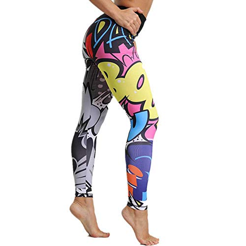 U/A Pantalones De Yoga con Estampado De Graffiti Leggings De Gimnasia Deportiva Ropa Deportiva para Correr Sudor Flaco Entrenamientos Boom Tinte De Dibujos Animados Ropa De Ejercicio De Cintura Alta