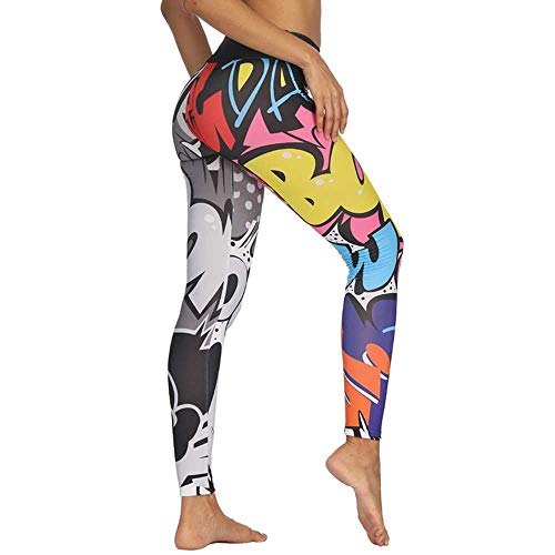 U/A Pantalones De Yoga con Estampado De Graffiti Leggings De Gimnasia Deportiva Ropa Deportiva para Correr Sudor Flaco Entrenamientos Boom Tinte De Dibujos Animados Ropa De Ejercicio De Cintura Alta